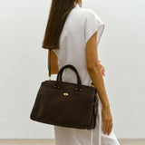 Métier - Private Eye Bag with Shoulder Strap Suede Chocolate