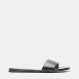 Le Monde Beryl - Pool Slide / Black Leather Ostrich Effect