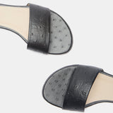 Le Monde Beryl - Pool Slide / Black Leather Ostrich Effect