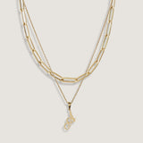 Kinn - Paperclip Link Chain & Love Letter Charm Necklace Stack