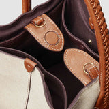 Métier - Vérité Mini Collapsible Tote Bag Natural Linen with Cognac