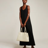 Métier - Vérité Collapsible Cabas Smooth Calfskin White Sand