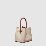 Métier - Vérité Mini Collapsible Tote Bag Natural Linen with Cognac