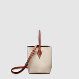 Métier - Vérité Mini Collapsible Tote Bag Natural Linen with Cognac