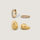 Kinn - Petite Bold Teardrop Hoop & Bold Pavé Huggie Earrings Diamond Stack