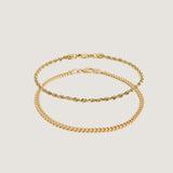 Kinn - Petite Capri Curb & Rope Chain Bracelet Stack