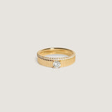 Kinn - Petite Classic Solis Ribbed & Dahlia Pavé Ring 1.2mm Diamond Stack