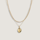 Kinn - Petite Rope & Maison Oval Locket Necklace Stack