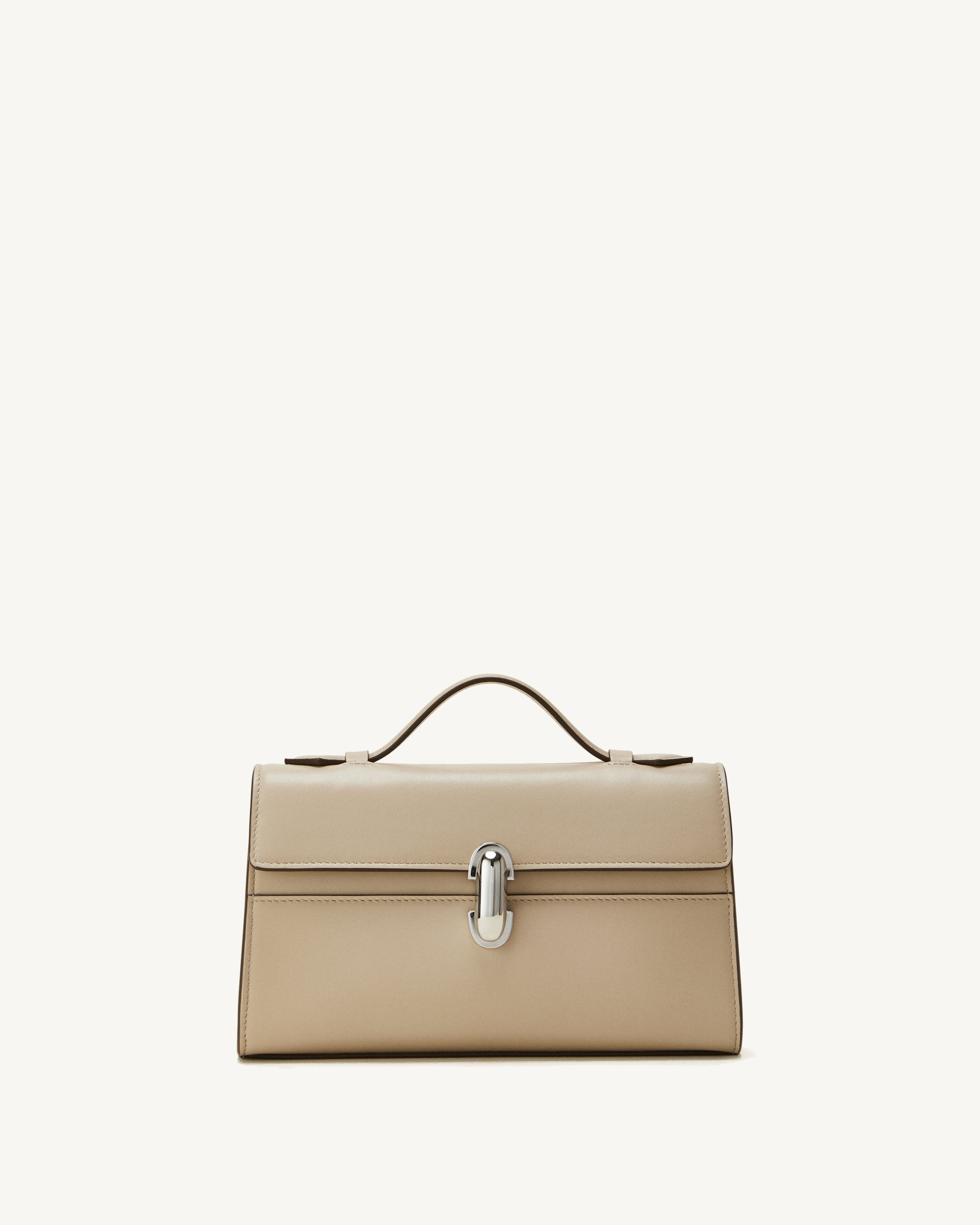front view of the Symmetry Pochette handbag in Bone leather 