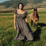 DÔEN - QUINLEY DRESS -- NOIR ROSIER FLORAL