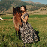 DÔEN - QUINLEY DRESS -- NOIR ROSIER FLORAL