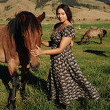 DÔEN - QUINLEY DRESS -- NOIR ROSIER FLORAL