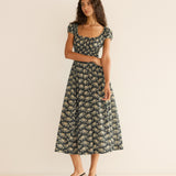 DÔEN - QUINLEY DRESS -- NOIR ROSIER FLORAL