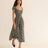 DÔEN - QUINLEY DRESS -- NOIR ROSIER FLORAL