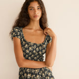 DÔEN - QUINLEY DRESS -- NOIR ROSIER FLORAL