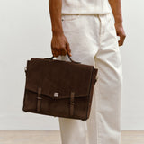 Métier - Rider Briefcase Suede Chocolate