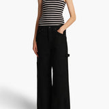 Khaite - Renato Top in Black and Pearl Stripe