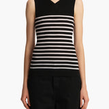 Khaite - Renato Top in Black and Pearl Stripe