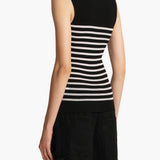 Khaite - Renato Top in Black and Pearl Stripe