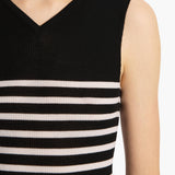 Khaite - Renato Top in Black and Pearl Stripe