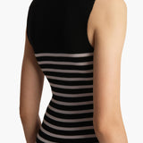 Khaite - Renato Top in Black and Pearl Stripe