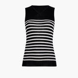 Khaite - Renato Top in Black and Pearl Stripe