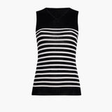 Khaite - Renato Top in Black and Pearl Stripe