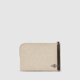 Metier - Wristlet Clutch Natural Linen With Elvis Cacao