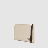 Metier - Wristlet Clutch Natural Linen With Elvis Cacao