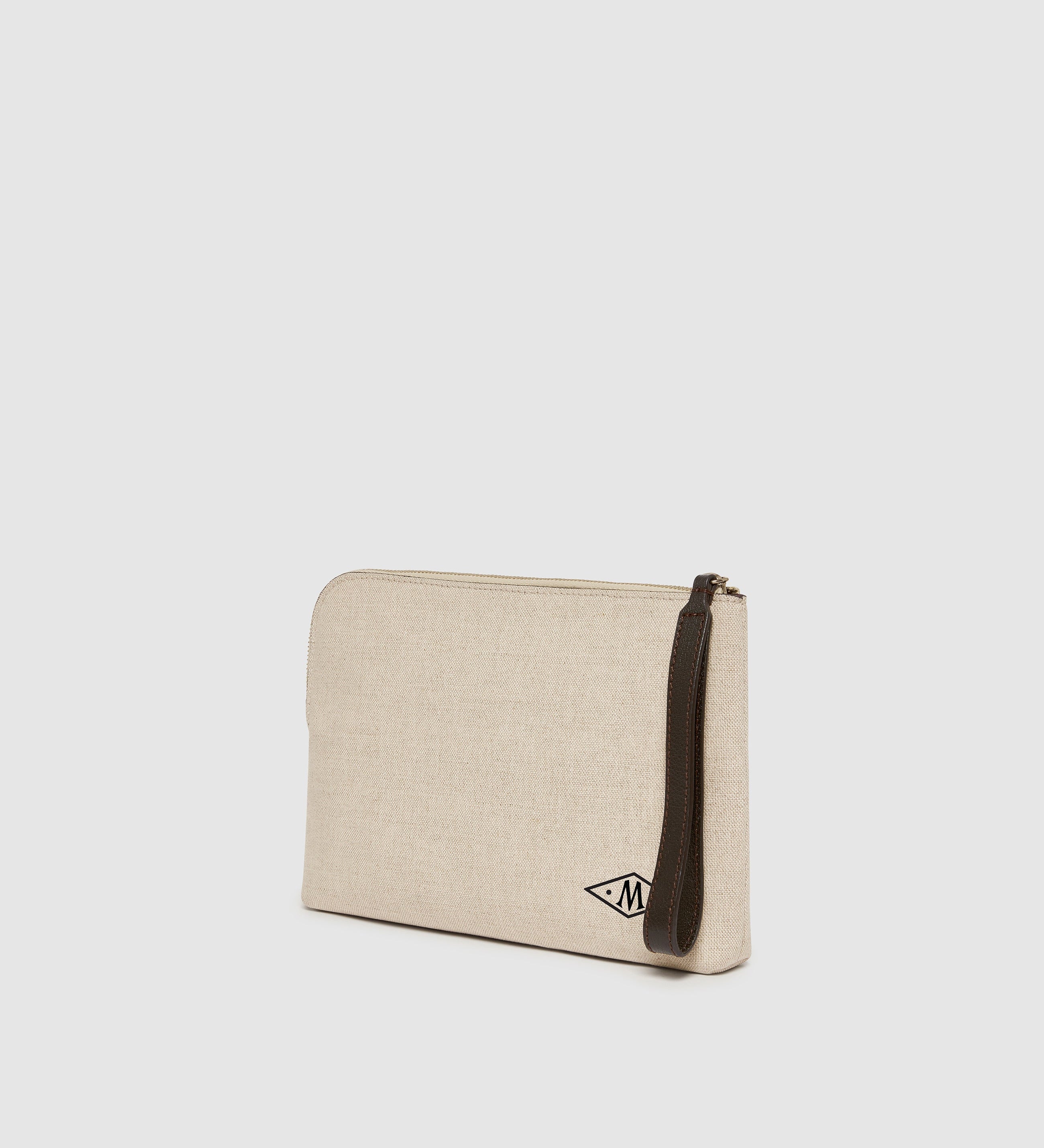 Metier - Wristlet Clutch Natural Linen With Elvis Cacao
