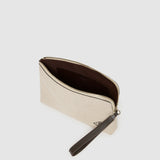 Metier - Wristlet Clutch Natural Linen With Elvis Cacao