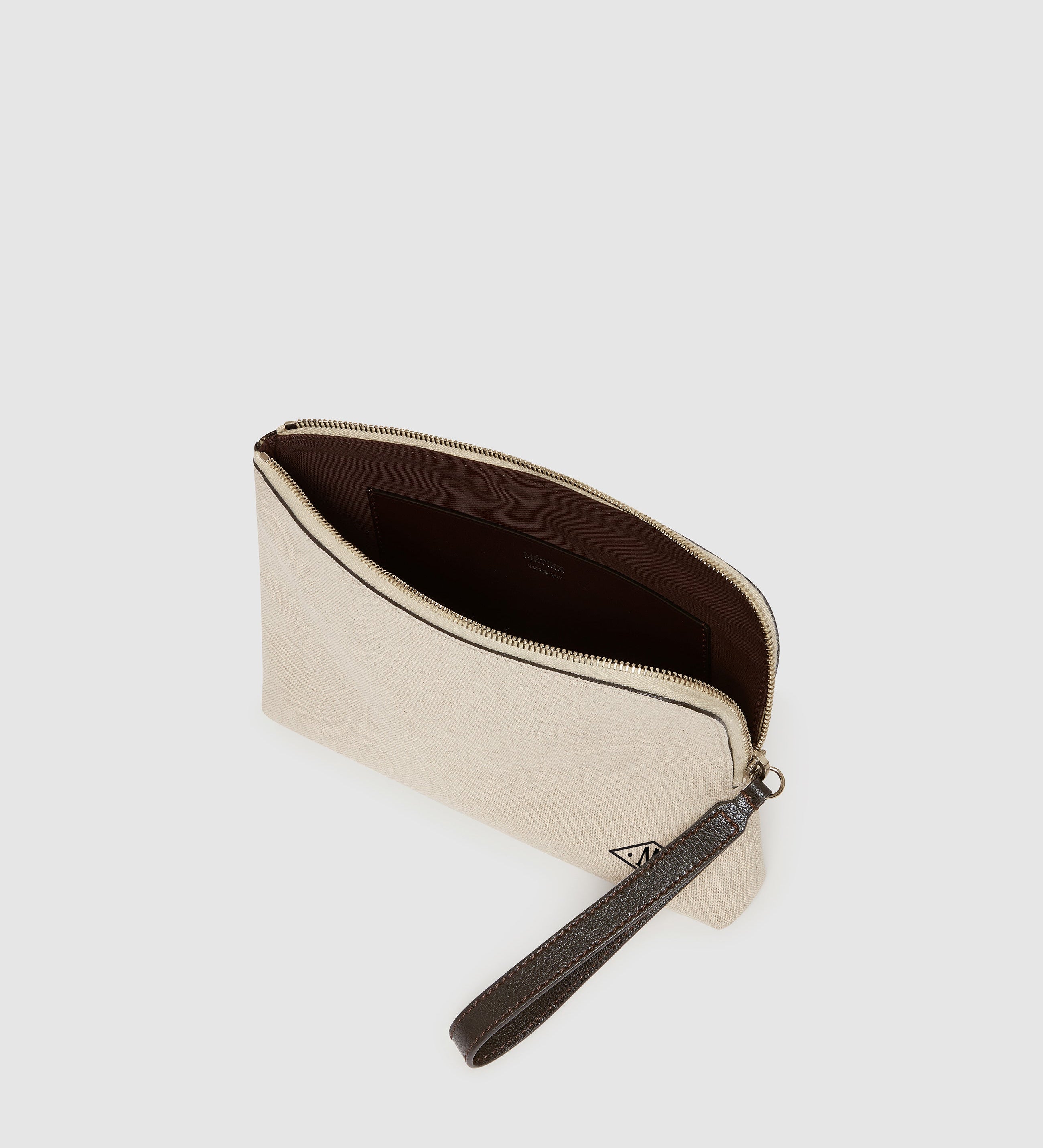 Metier - Wristlet Clutch Natural Linen With Elvis Cacao