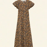 DÔEN - RHODIA DRESS -- NOIR NARCISSUS FLORAL