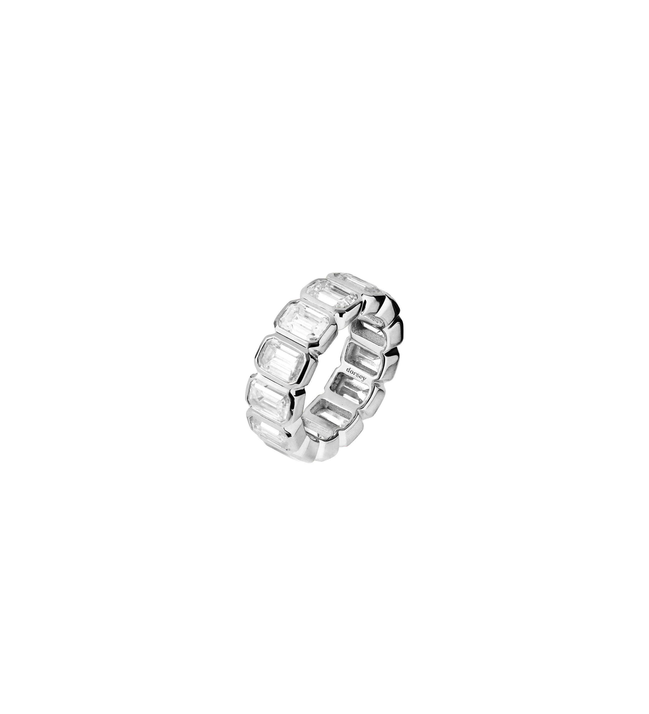 Dorsey - 14K EMERALD - CUT BEZEL ETERNITY BAND IN LAB DIAMOND, 14K WHITE GOLD