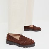 Loeffler Randall - Rina Espresso Woven Suede Loafer