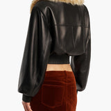Khaite - Rocco Jacket in Black Leather with Golden Rye Shearling