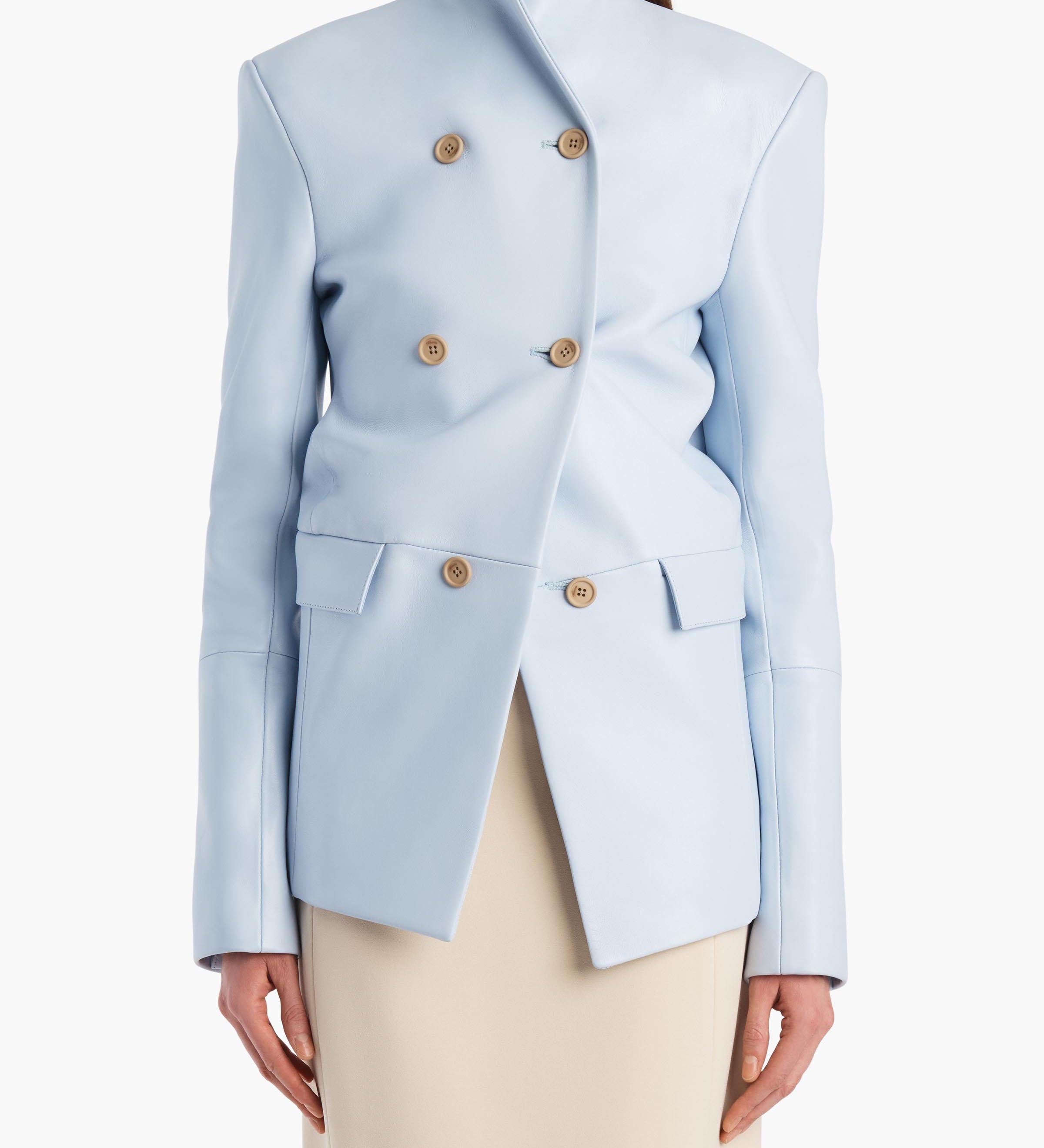 Khaite - Rolo Jacket in Sky Blue Leather