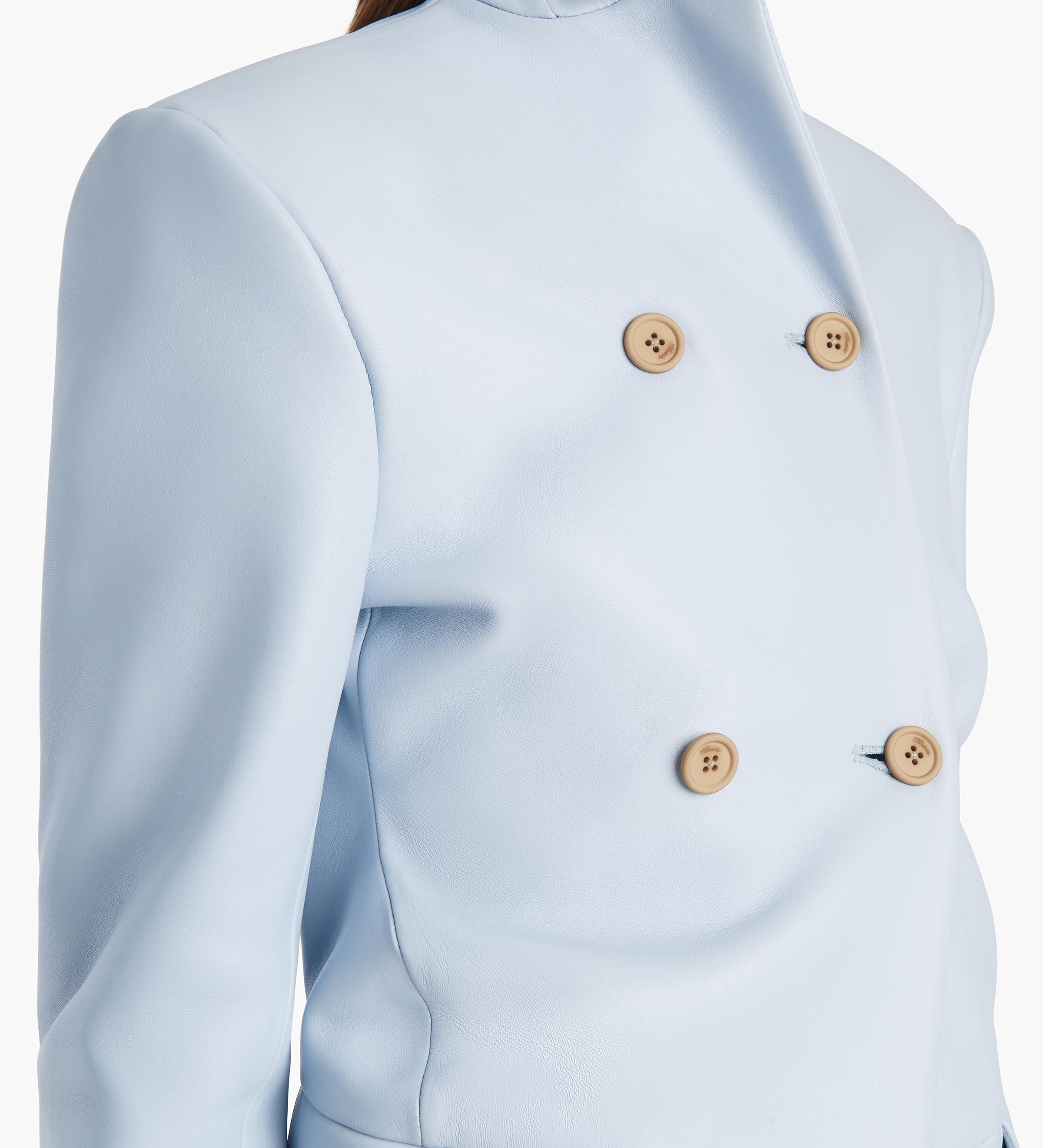 Khaite - Rolo Jacket in Sky Blue Leather