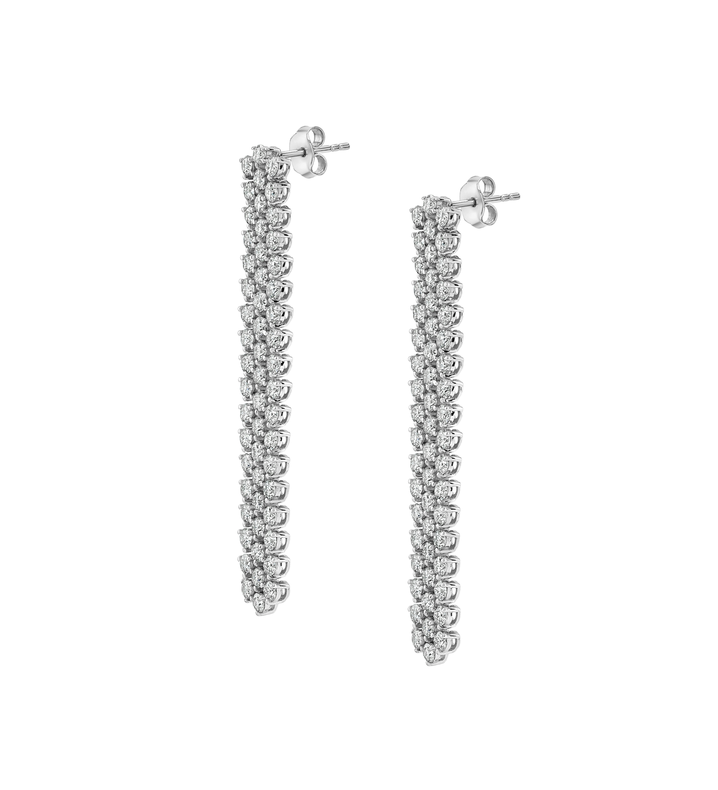 Dorsey - ROMY THREE - ROW RIVIÈRE EARRINGS IN MOISSANITE, STERLING SILVER
