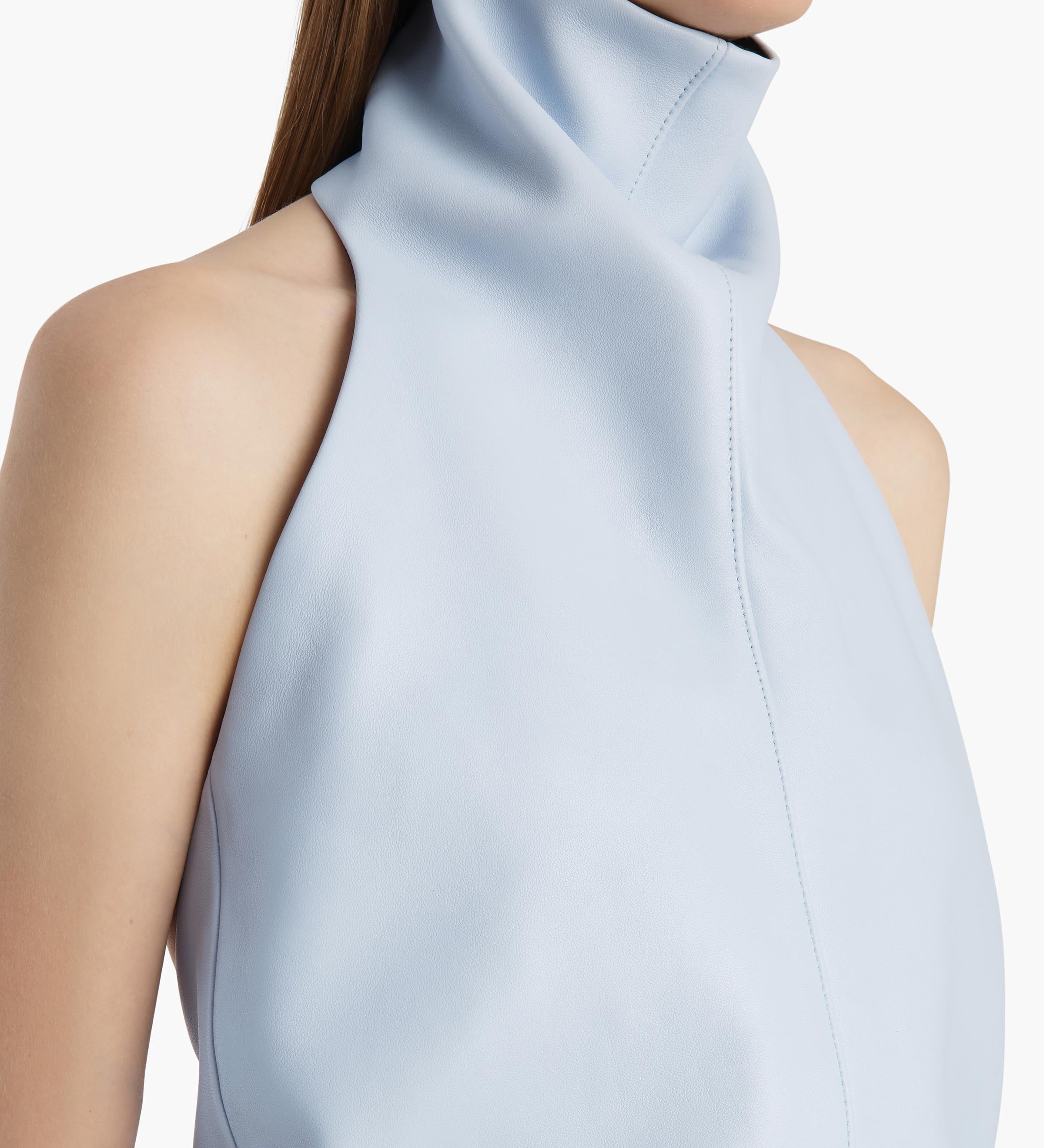 Khaite - Rone Top in Sky Blue Leather