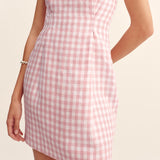 Posse - ROSALIE STRAPLESS MINI DRESS - PINK GINGHAM
