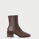 Roxy Espresso Leather Ankle Bootie in brown espresso leather.