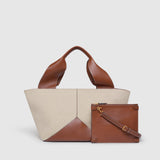 Métier - Market Weekend Bag Natural Linen With Buffalo Cognac