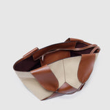 Métier - Market Weekend Bag Natural Linen With Buffalo Cognac