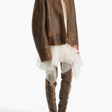 Khaite - Ruban Jacket in Dark Brown Distresed Leather