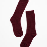 Jamie Haller - Ribbed Crew Socks in Burgundy