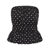 Posse - AURELIA STRAPLESS TOP - BLACK WHITE POLKA DOT