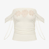 Christopher Esber - Hibiscus Embroidered Rib Foldover Cami