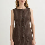 Posse - EMMA VEST - CHOCOLATE CREAM PINSTRIPE