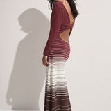 Faithfull - Idun Maxi Dress Accordion Stripe Bordeaux